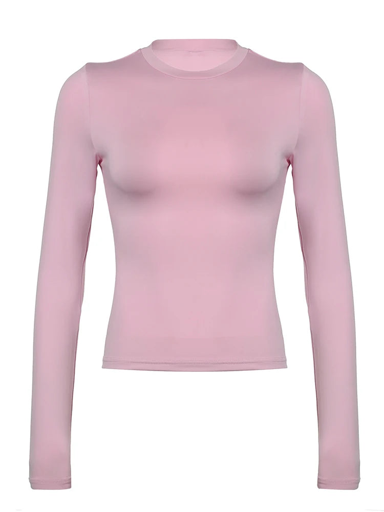 Slim Tee Shirt Long Sleeve Crewneck Top