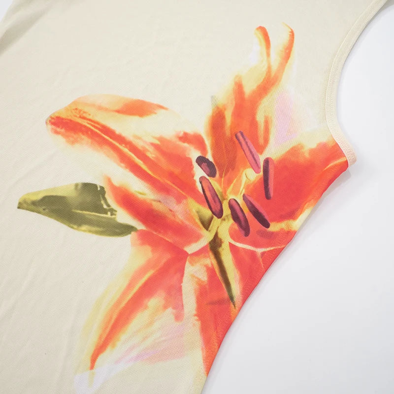 Apricot See Through Maxi Dress