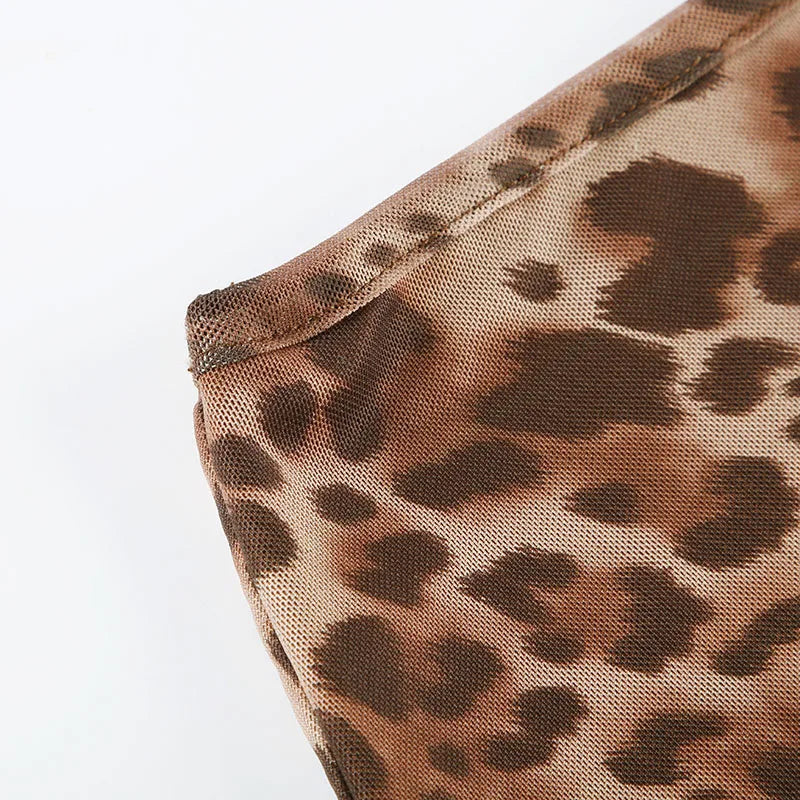 Leopard Skirt Two-layer Straight Bottom Elatic Wait Skirt