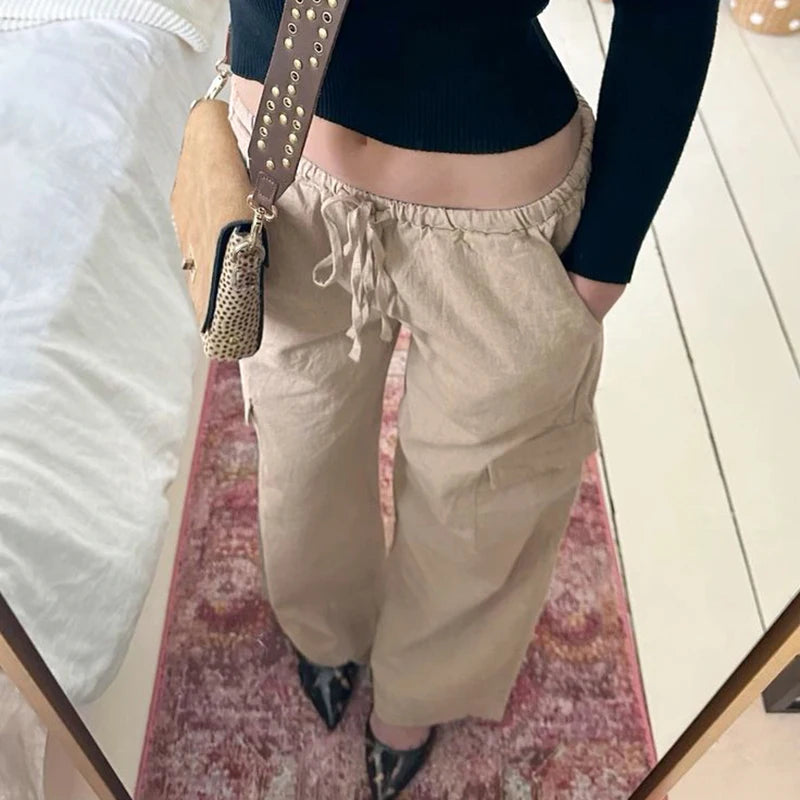 Joggers Cargo Pants Drawstring Wide Leg Trousers 's Bottoms