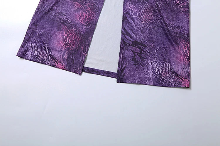 Split Maxi Dress Tie Dye Stunning Ruffle Pleated Lace Patchwork Halter Backless Bodycon