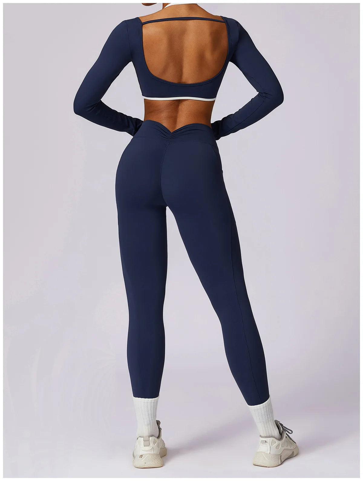 2 Pieces Tracksuit Yoga Set Workout Sports Gym Fitness Long Sleeve Crop Top High Waist Leggings Sports Suits