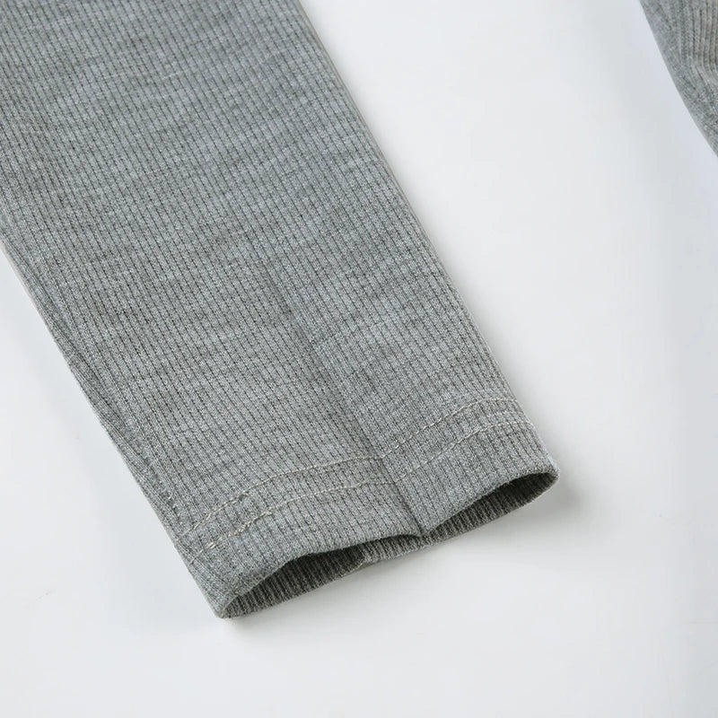 Graphic Slim Top Tee Long Sleeve Crewneck Grey Fairycore Shirt