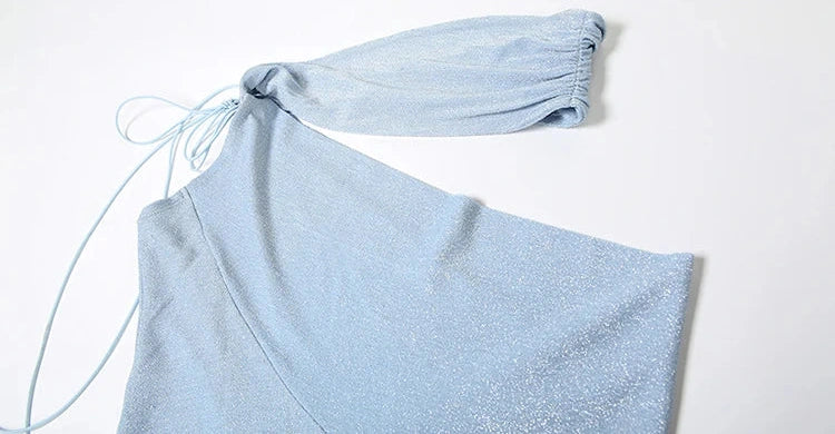 Irregular Hollow Dress Bright Silk Backless Sleeveless