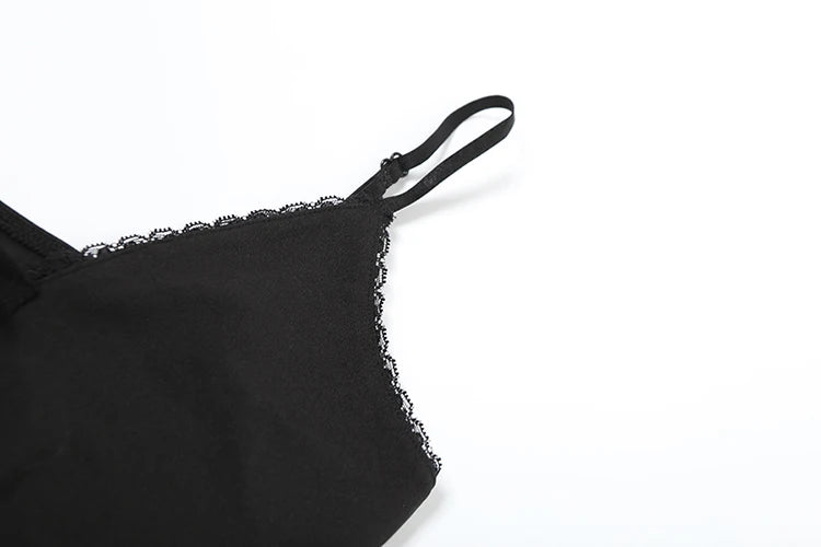 Hollow Metal Rings Dress Lace-Up Cross Backless Lace Edges Tassel Slim Sleeveless Midnight Mini Bodycon