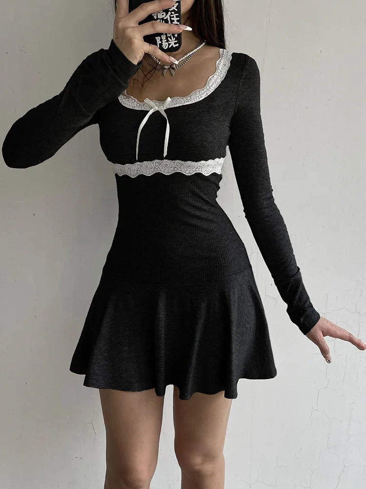 Patchwork Lace A-Line Mini Dress