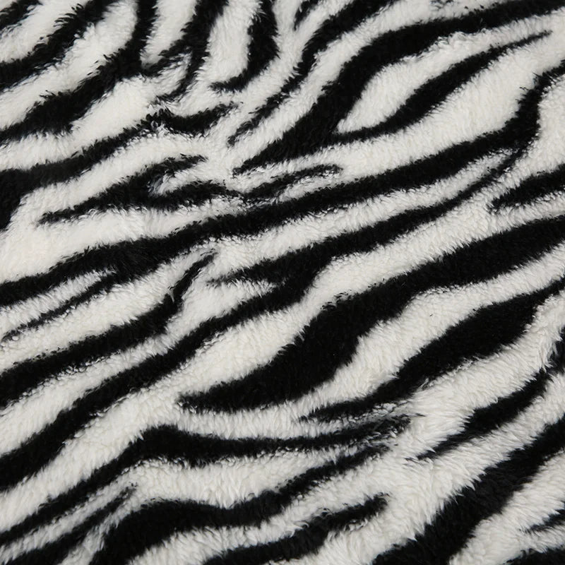 Zebra Stripes Faux Fur Bodycon Skirt