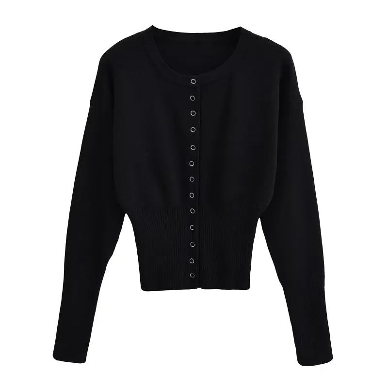 Knit Cardigan Top Ribbed Patchwork Slim Cropped Inner Top Knit Cardigan Out