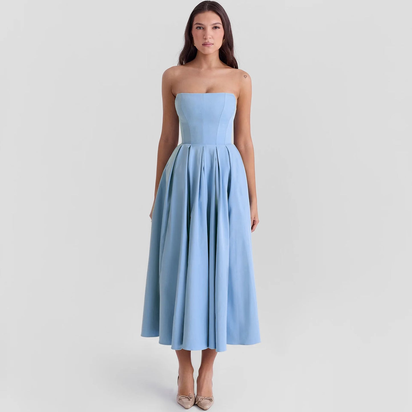 De Fiesta in Strapless Flare Dress White Corset Dress Night Dresses