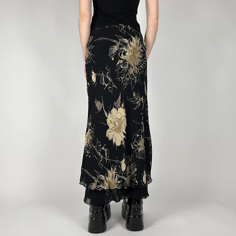 Black Floral Skirt