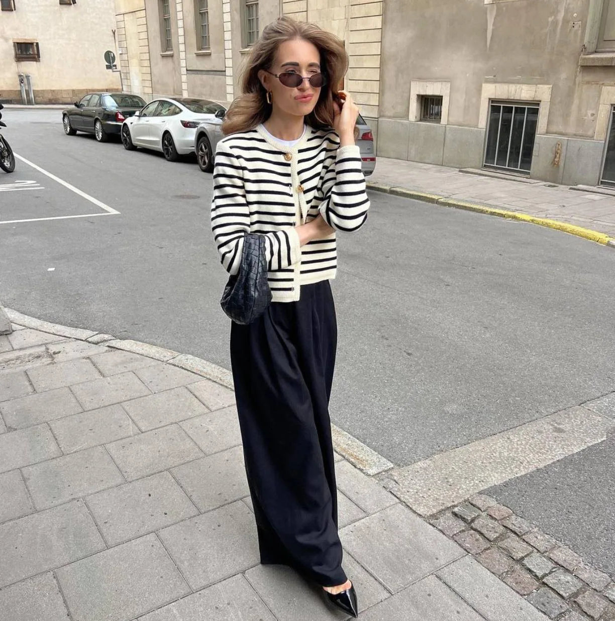 Striped Knit 2 Piece-Set Shorts Zebra ed Cardigan And High Waist Patchwork Shorts Sets Knit