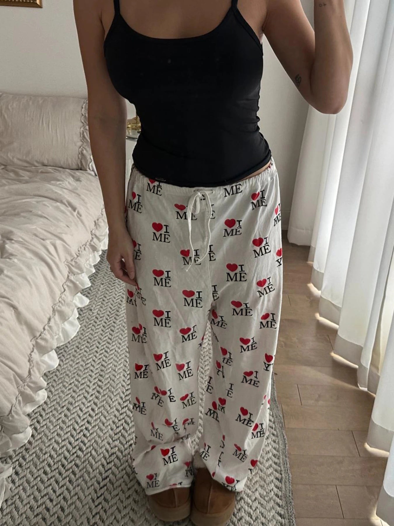 Jogger Looe Sweatpant Lace-up Letter Pant Trouer
