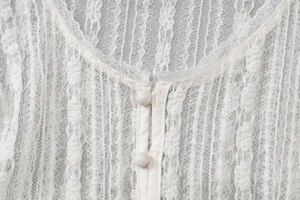 Apricot Lace V Neck Short Sleeve Crop Top