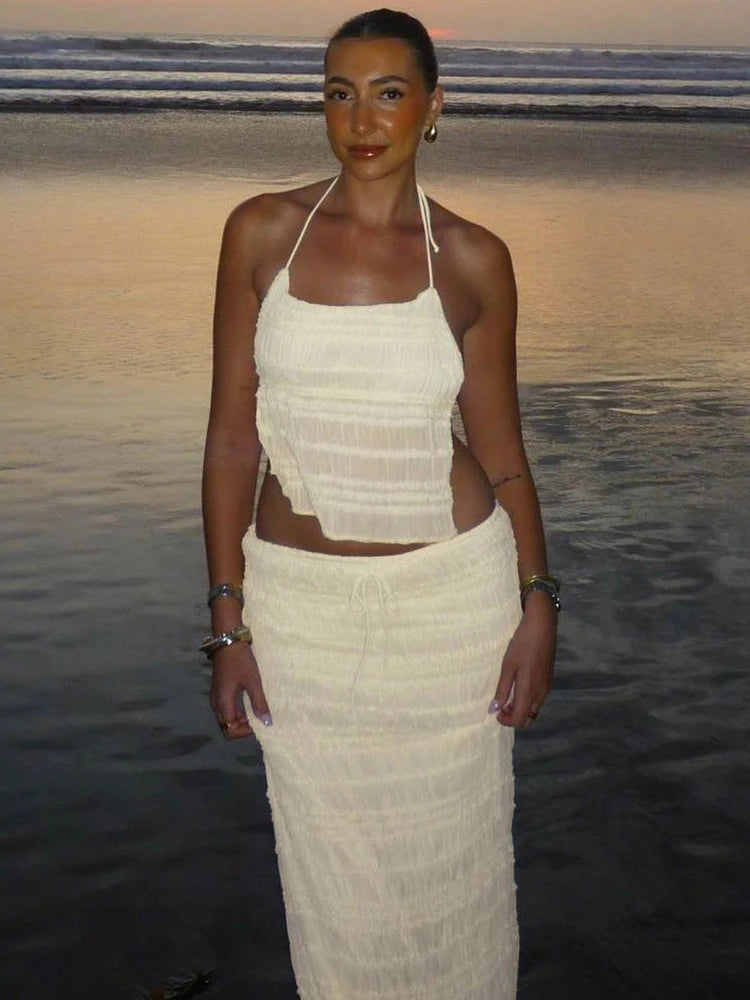 Mesh See Through Backless Two Piece Set