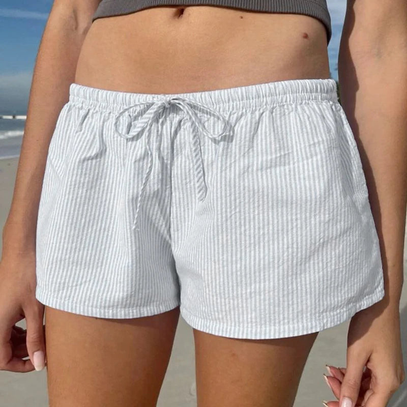 's Shorts Low Waisted Leisure Bottoms Striped Print Shorts