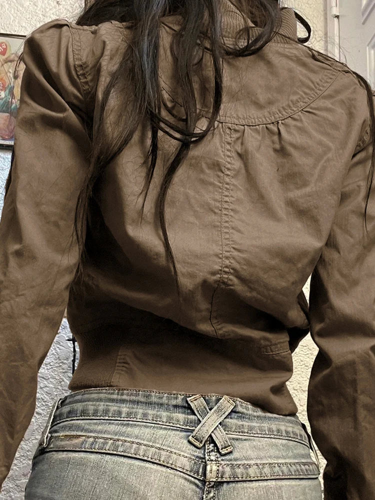 Cropped Slim Fit Zipper Jacket