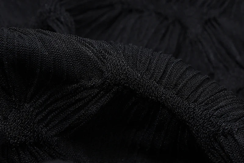 Black Mesh Ruched Top
