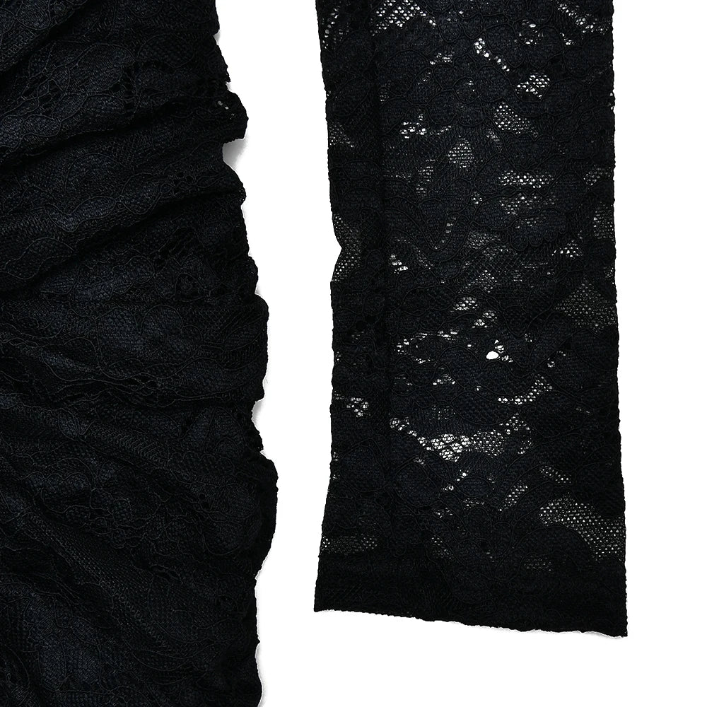See Through Lace Dress Black Long Sleeve Floral Dress Slim Dresses