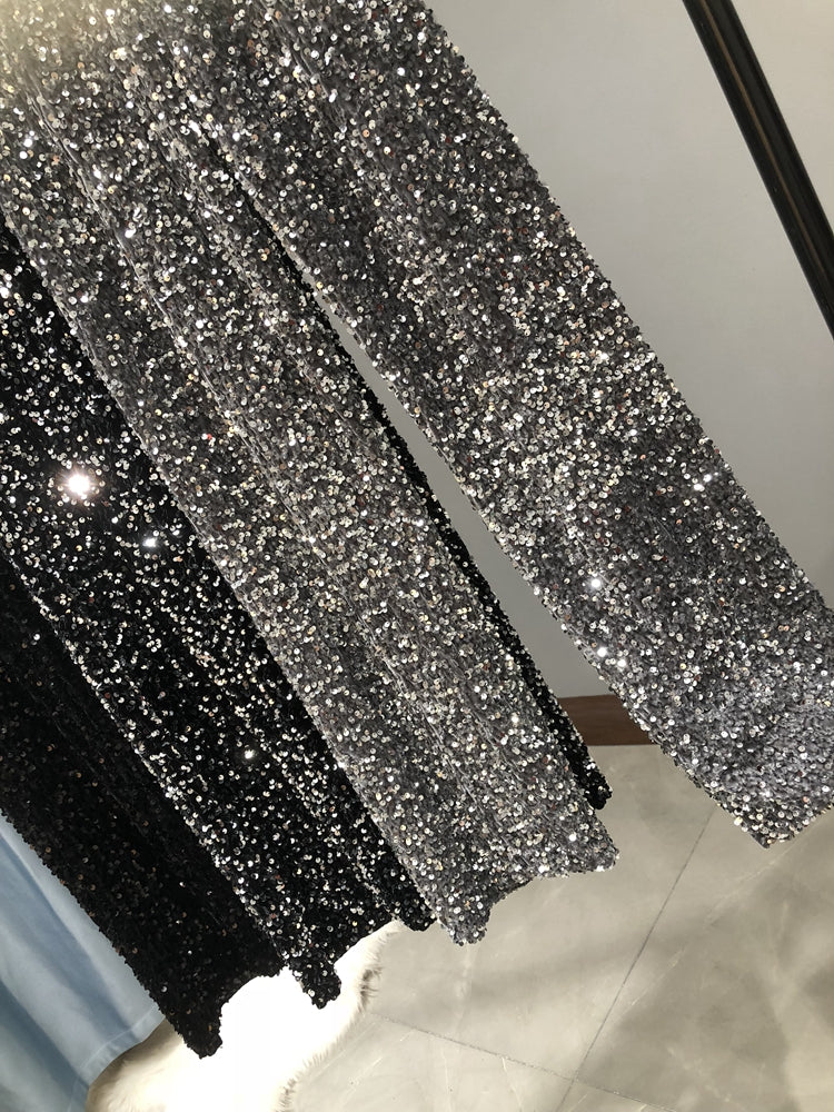 The Trendy Sparkling Gold Pants Relaxation of Tall Waist Wide-legged Pants South Korean