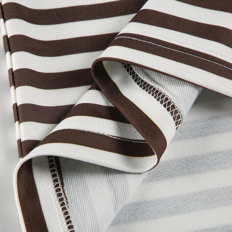Overiz Strip Seweathirt Crewneck Looe Long Sleeve Top