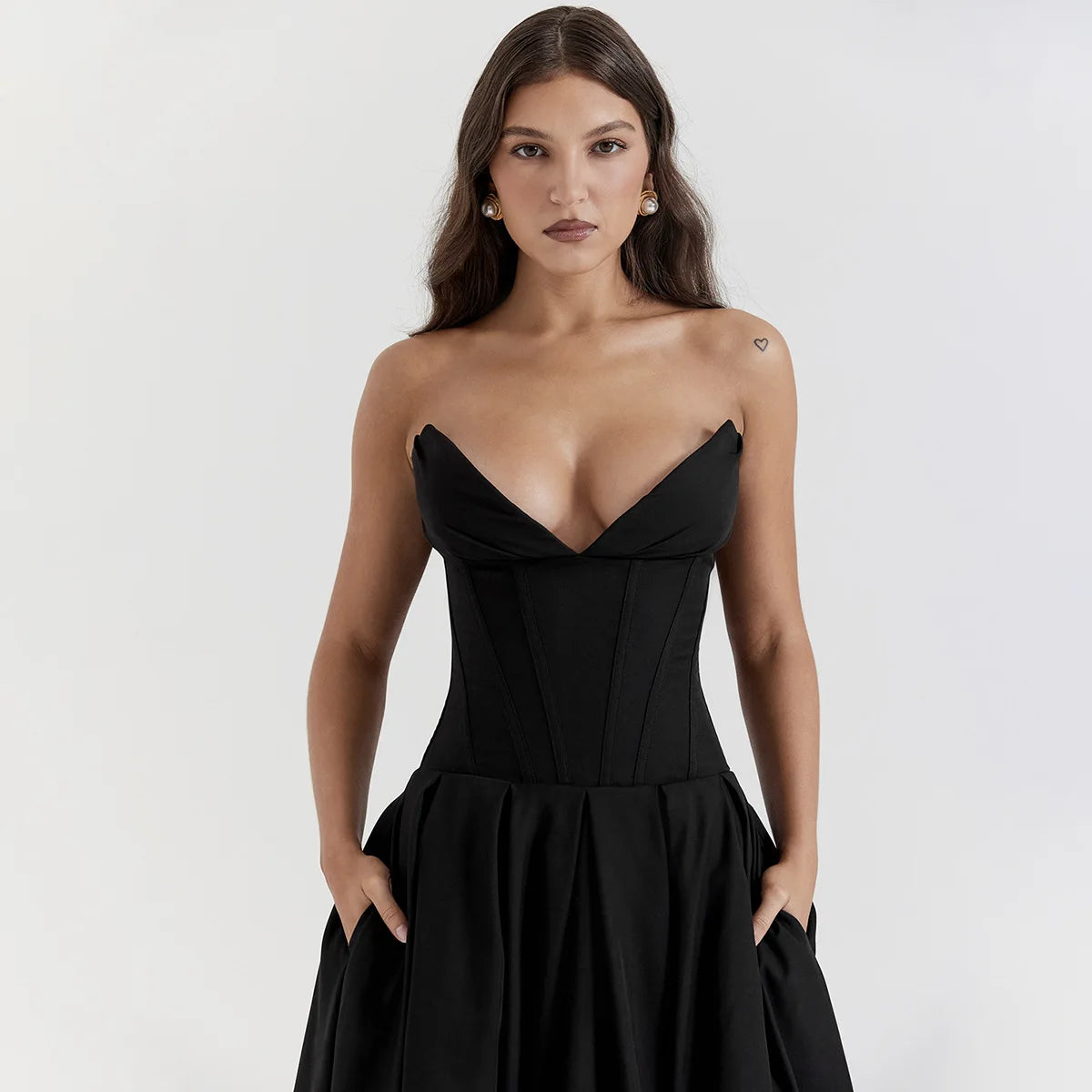 Strapless mal Occasion Dress Midi Dresses Red Wedding Guess Dress