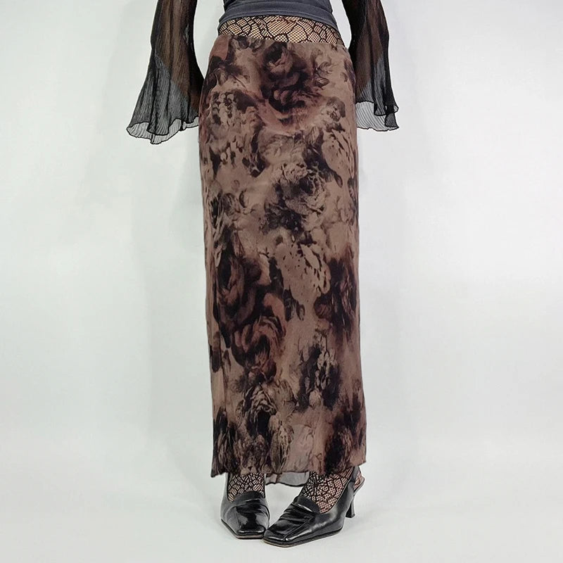 Straight Skirt Long Bottom Retro Fairycore Grunge