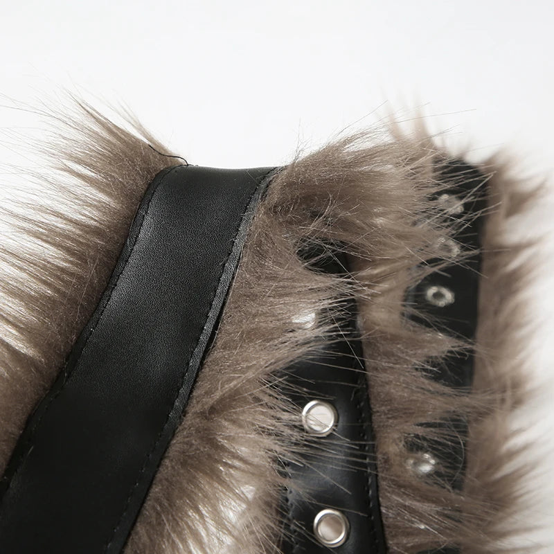 Fur Patchwork Belts Hole Adjustable Accessories Retro Rock Leather Belts