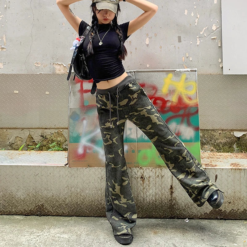 Camouflage Work Pant Wait Slim Mopping In Pant Wome