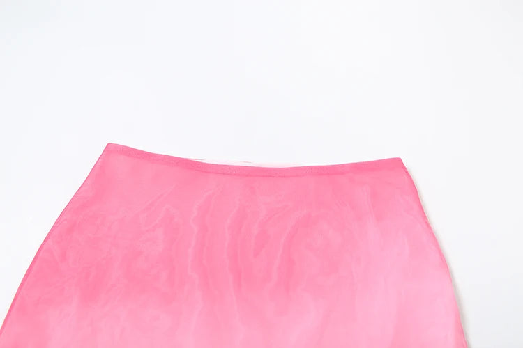 Gradient Print 2Piece Set Strapless Irregular Shirring Top Mini Skirts Matching Suits