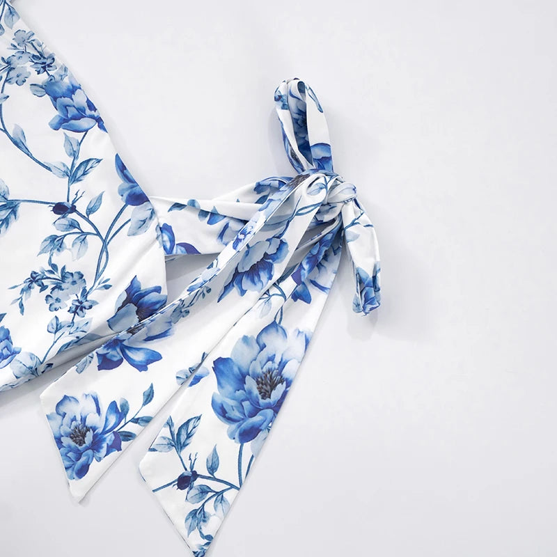 'S Spring And Shrink Pleated Package Hip Slim Printing Camisole Tie Dress Dress