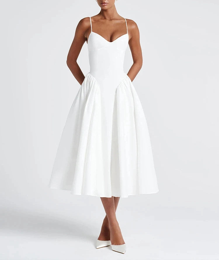 Low-Neck Dress Large Hem Halter Backless Skinny Banquet