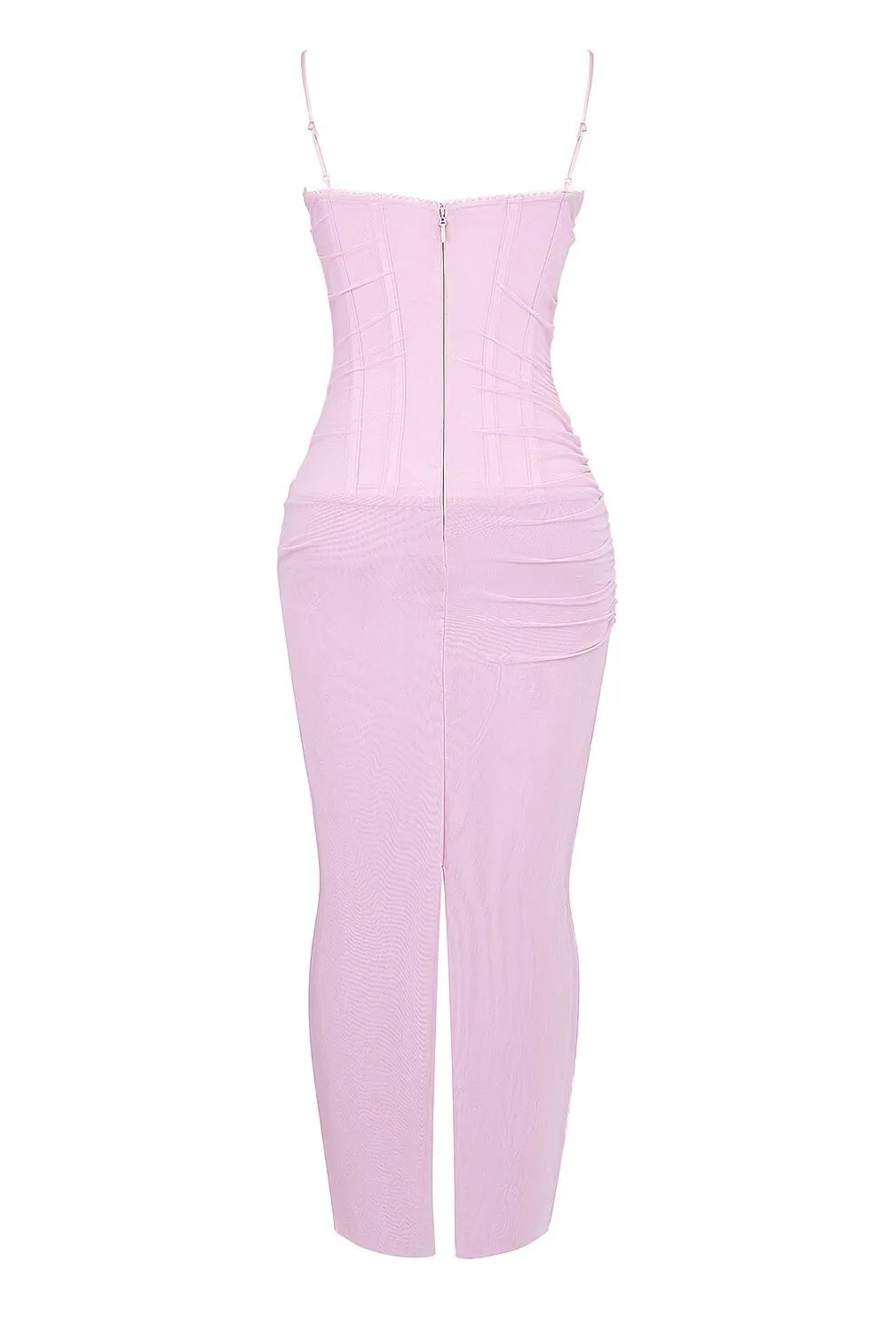 Spaghetti Strap Mesh Patchwork Double Layered Dress Bodycon Zipper Dress