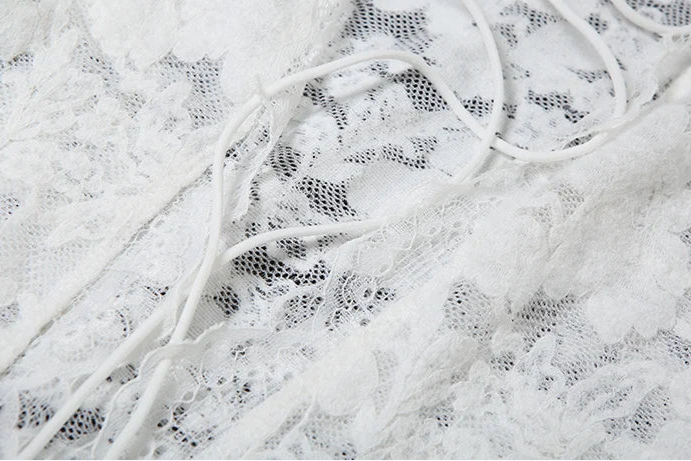 Embroidery Ruffles See Through Dress