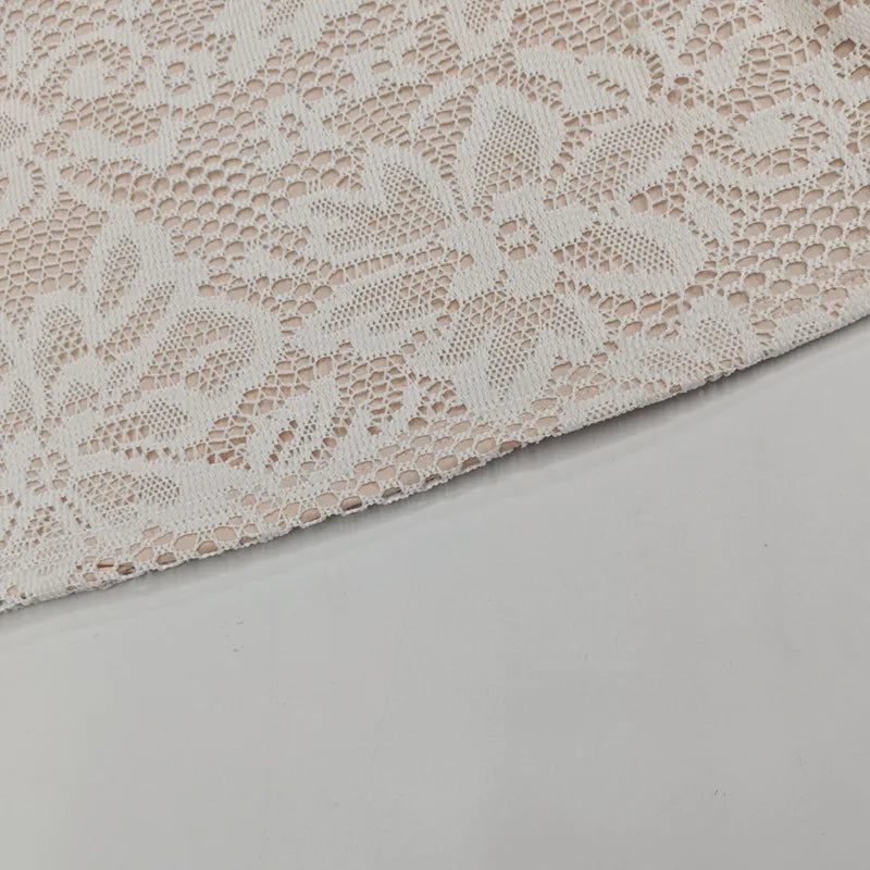 Hollow Out Long Sleeve Cocktail Dress for Stand Collar Dresses Lace Dresses