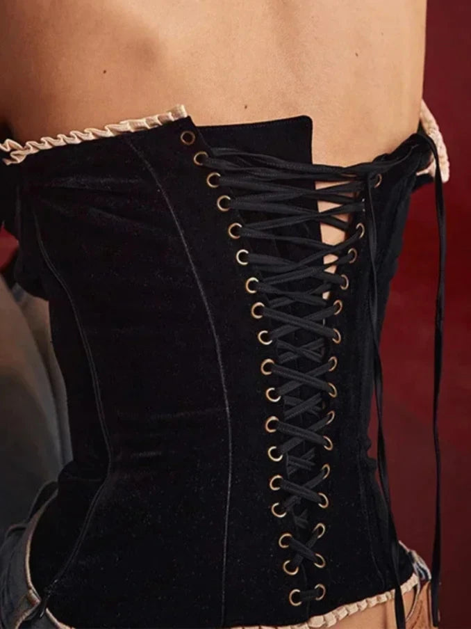 Velvet Black Corset Top