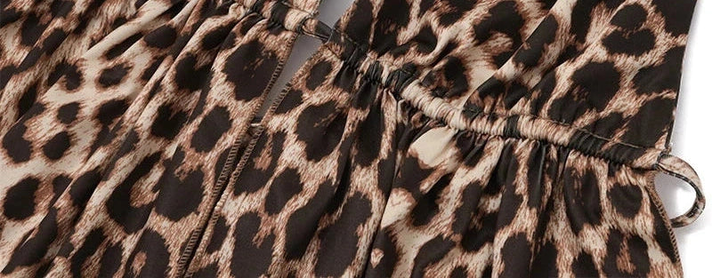 Backless Leopard Print Halter Tank Top