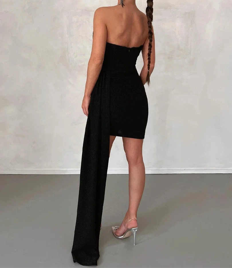 Glitter Backless Corset Ruched Bodycon Mini Dress