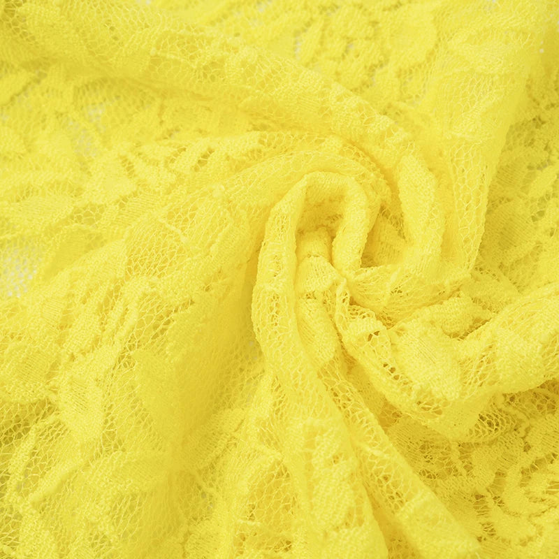 'S Irregular Slant Neck One Shoulder Lace Patchwork See-Through Top Mini Skirt Two Pieces Set