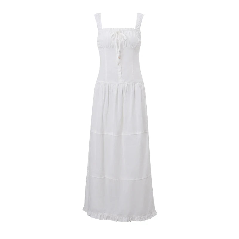 White Slim Sleeveless Maxi Dress