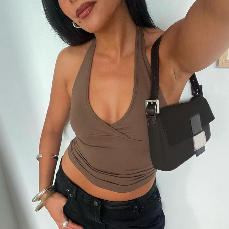 Halter Neck Camisole Backless Cropped Bustiers Slim
