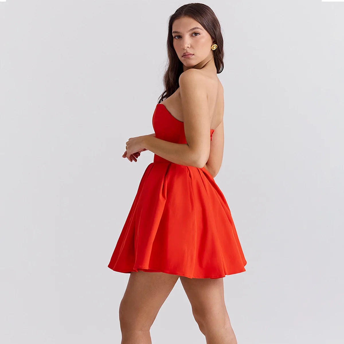 Strapless Bodycon Dress Mini White Corset Dress Casual Flare Dress