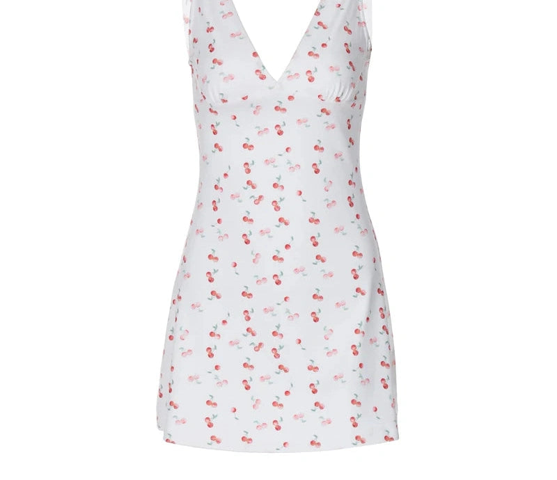 Cherry Straps Backless Draped Bodycon Mini Dress