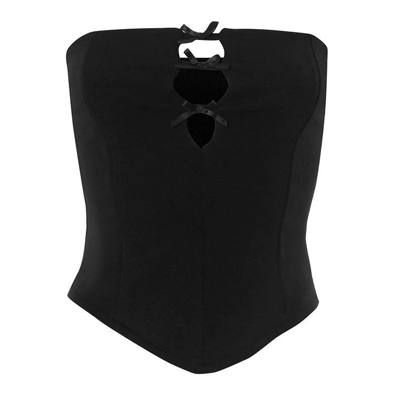 Spring And 'S Color Bow Hollow Out Tank Top And tie
