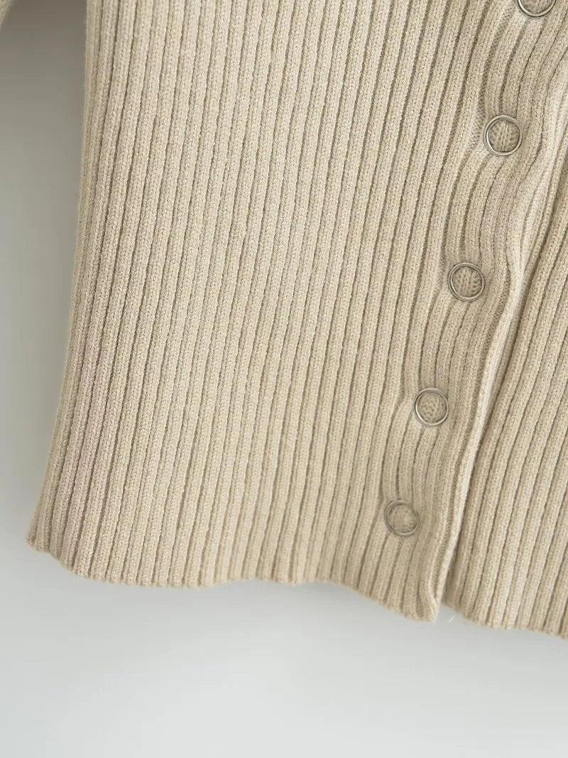 Knit Cardigan Top Ribbed Patchwork Slim Cropped Inner Top Knit Cardigan Out