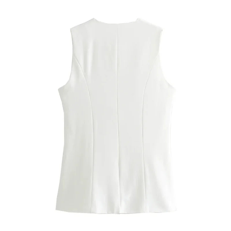 White Sleeveless Vest Button Vests for Jackets Pink Vest Top Street Tailored Vest