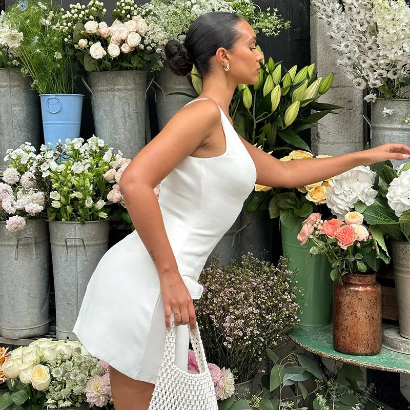 White Backless Mini Dress