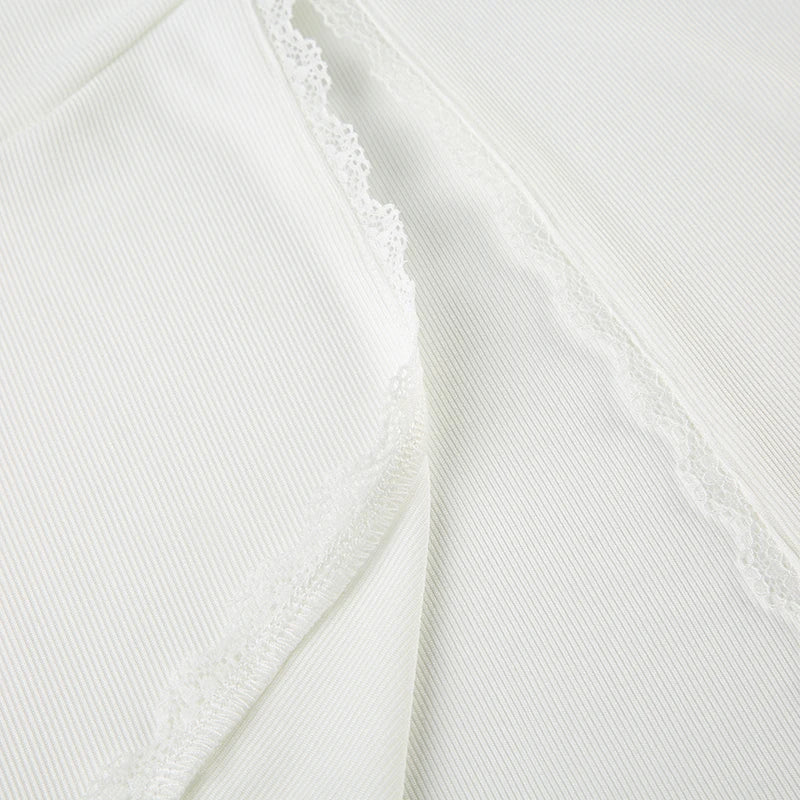 Lace Patchwork Slits Tee Shirts Long Sleeves 's Leisure Top