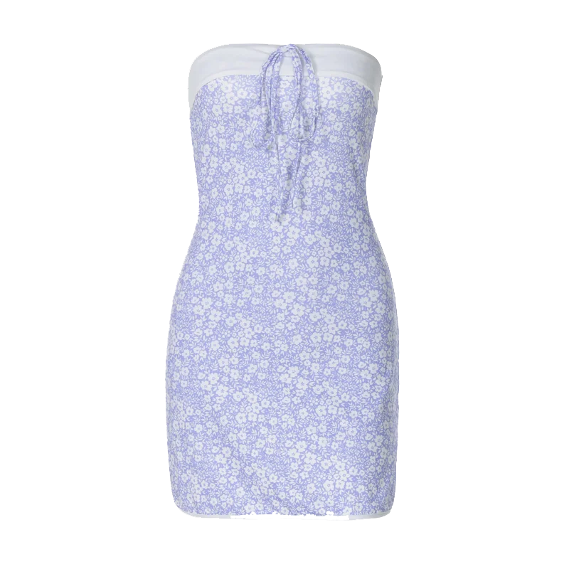 Floral Strapless Patchwork Bodycon Mini Dress