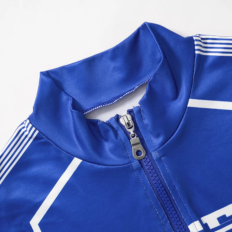 Sporty Motor Crop Top Turtleneck Zipper Letters Stripe Shirt Versatile Out Studio