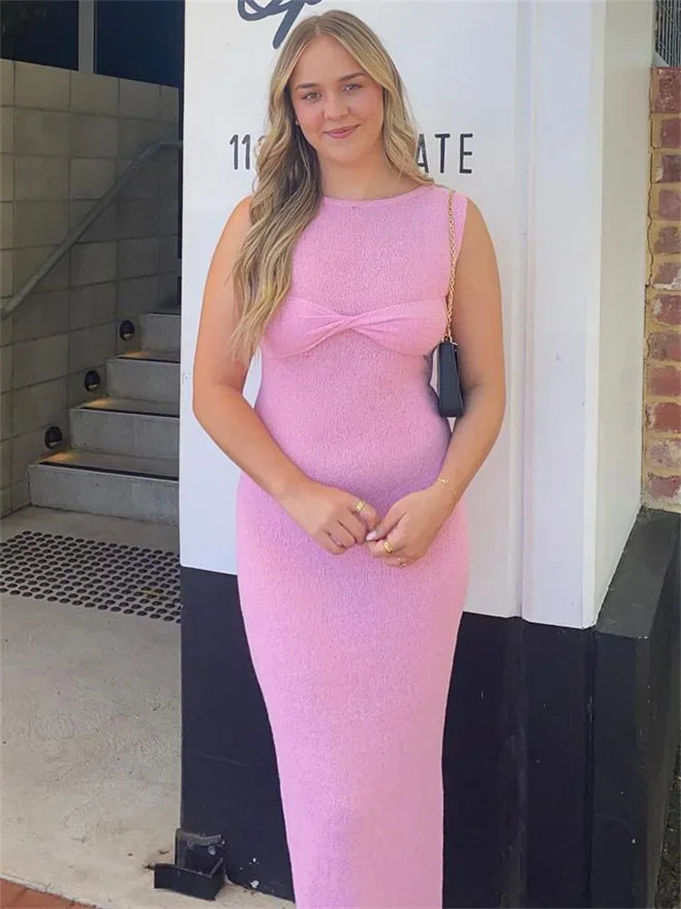 Knit See Through Maxi Dress